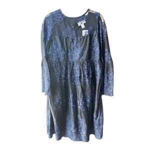 Motherhood Maternity Dress Medium Black Blue Mesh Bell Sleeve Whimsigoth Witchy